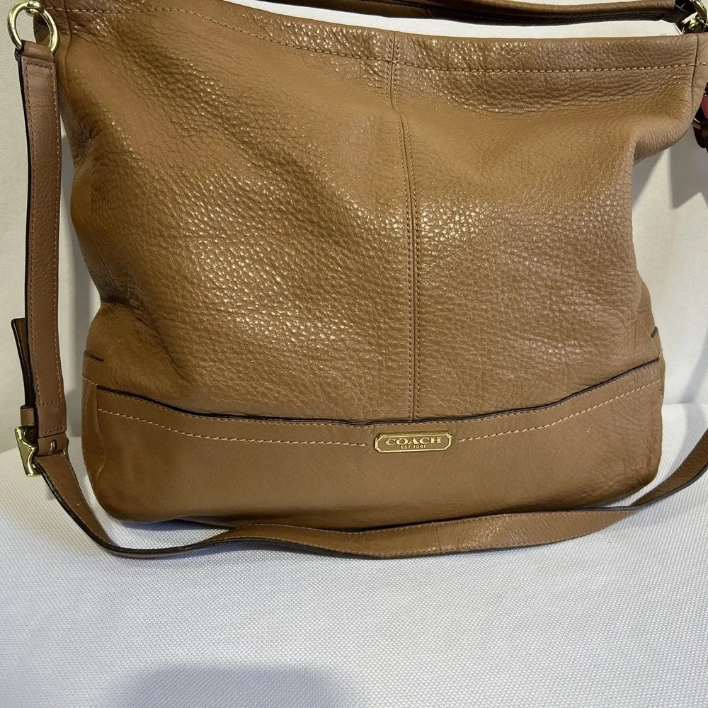 COACH #F23293  Pebble Brown Leather Hobo 2Way Shoulder/Hand Bag